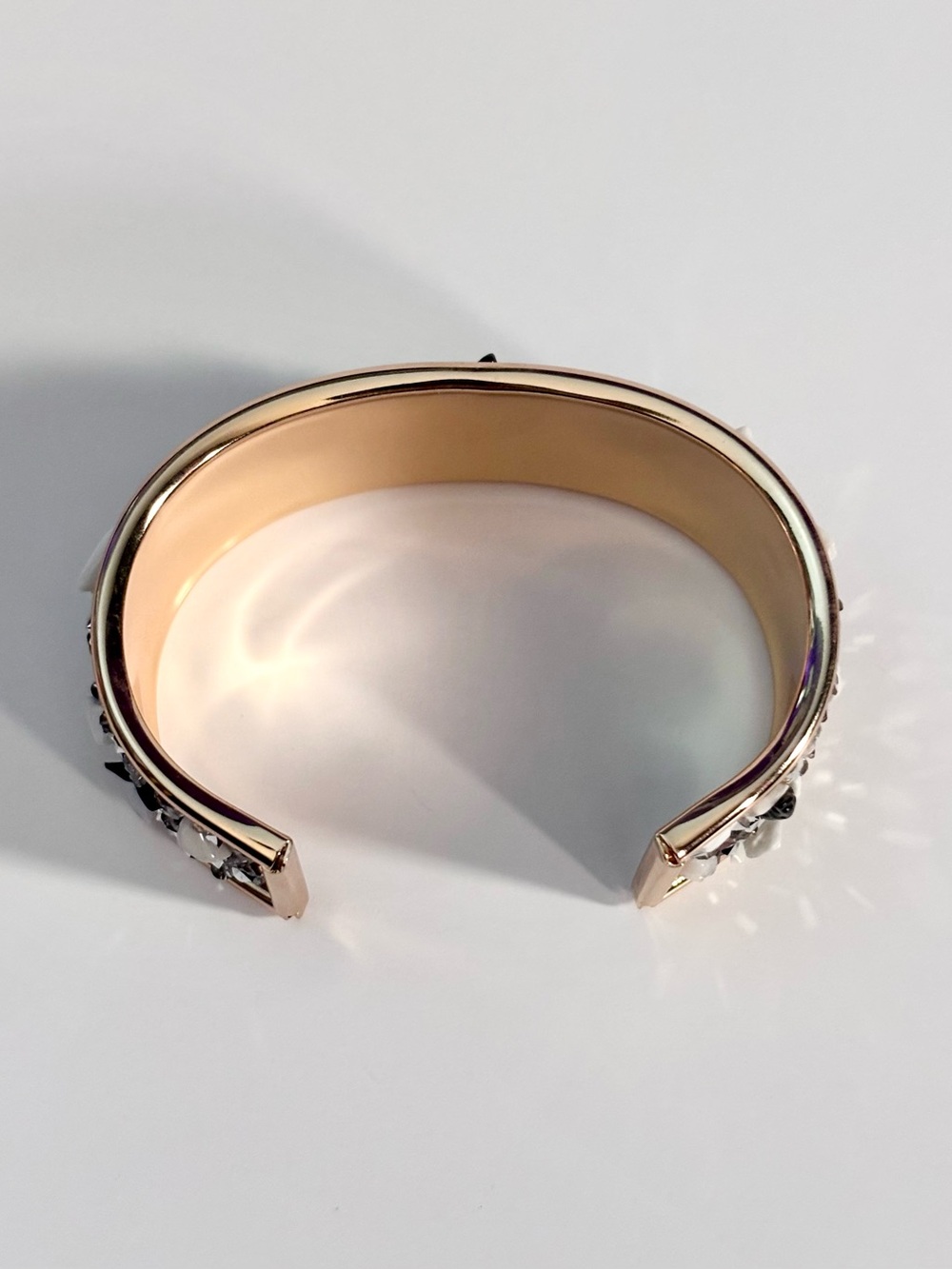 Hand Crafted Gold-Tone Cuff with White & Black Bead Accents - Picture 5 of 5